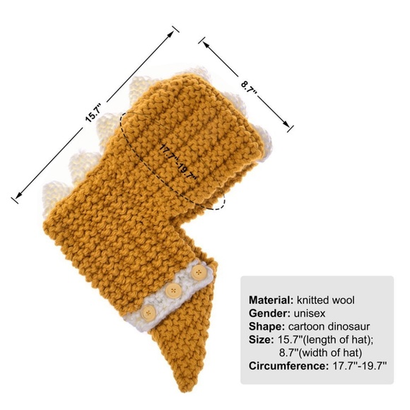 Kids Winter Hat Scarf Dinosaur - Picture 4 of 7